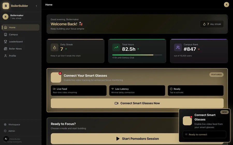 BoilerBuilder Team OS interface