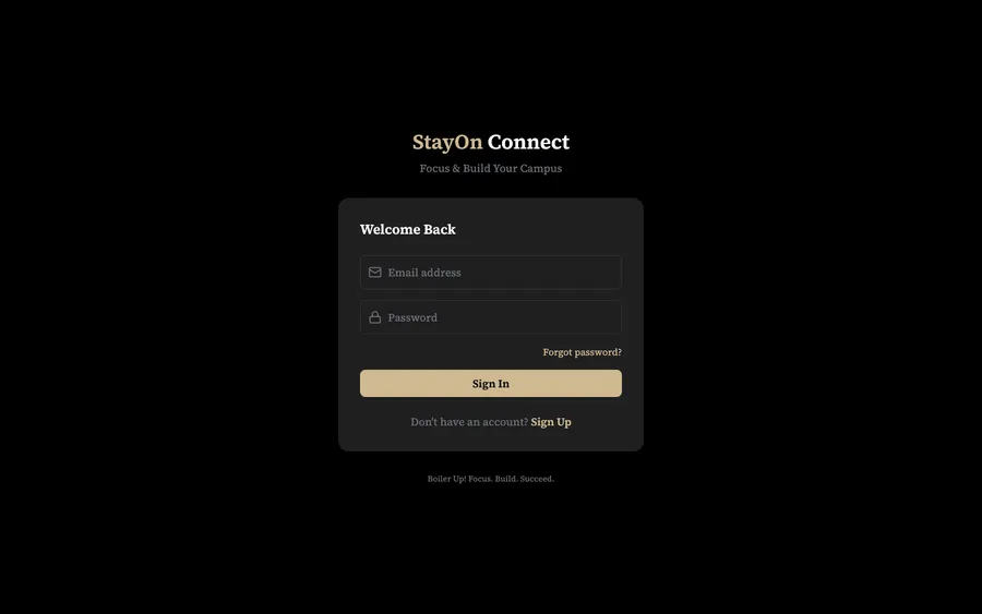 StayOn Connect interface